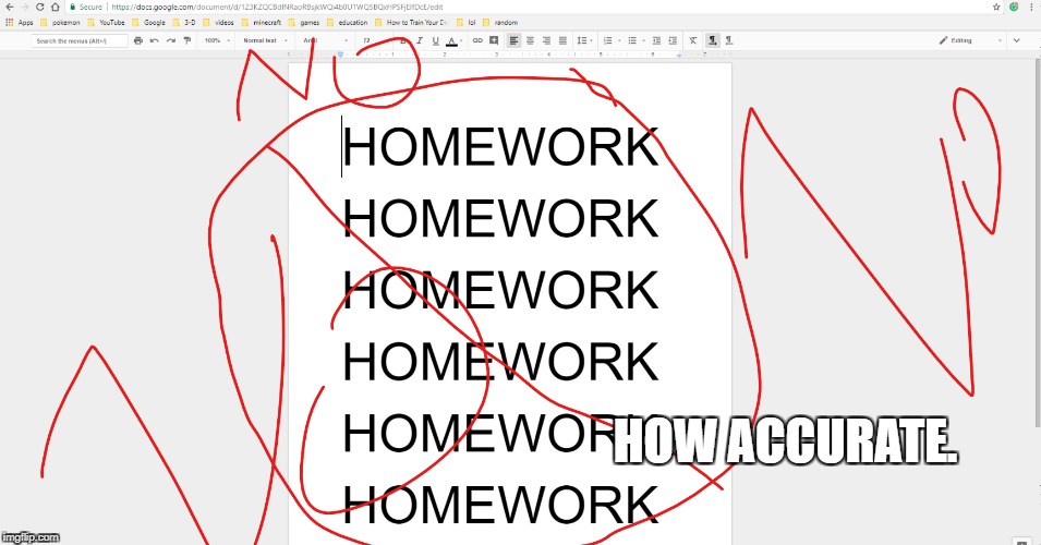 HOW ACCURATE. | image tagged in no,homework,funny | made w/ Imgflip meme maker