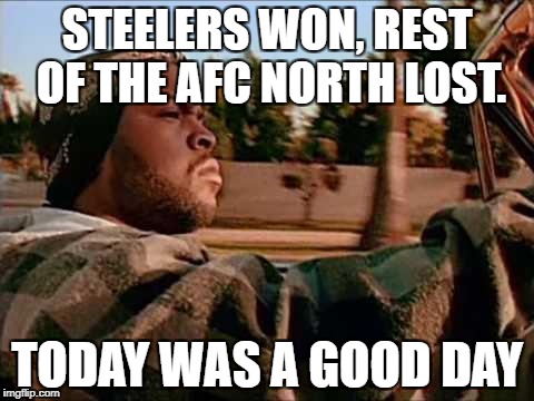 Today Was A Good Day Meme | STEELERS WON, REST OF THE AFC NORTH LOST. TODAY WAS A GOOD DAY | image tagged in memes,today was a good day | made w/ Imgflip meme maker