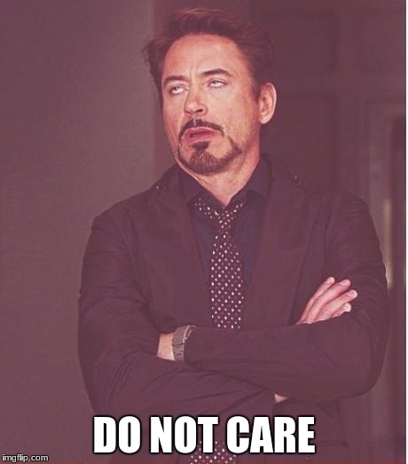 Face You Make Robert Downey Jr | DO NOT CARE | image tagged in memes,face you make robert downey jr | made w/ Imgflip meme maker