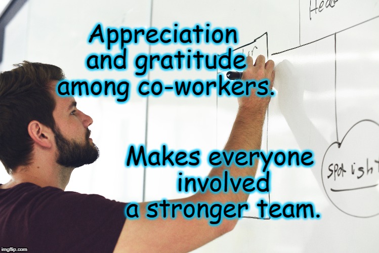The Laws Of Appreciation | Appreciation and gratitude among co-workers. Makes everyone involved a stronger team. | image tagged in appreciation,gratitude,life,message,helping,business | made w/ Imgflip meme maker