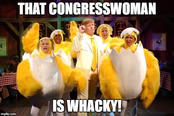 Chicken Trump | THAT CONGRESSWOMAN; IS WHACKY! | image tagged in chicken trump | made w/ Imgflip meme maker