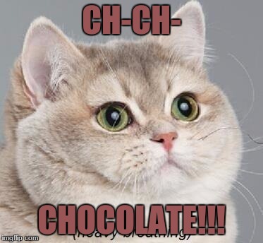 Heavy Breathing Cat | CH-CH-; CHOCOLATE!!! | image tagged in memes,heavy breathing cat | made w/ Imgflip meme maker