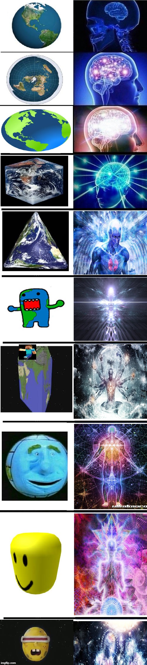expanding brain | image tagged in earth,memes,spongebob,expanding brain,flat earth,roblox | made w/ Imgflip meme maker