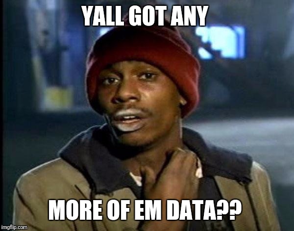 Y'all Got Any More Of That | YALL GOT ANY; MORE OF EM DATA?? | image tagged in memes,dave chappelle | made w/ Imgflip meme maker