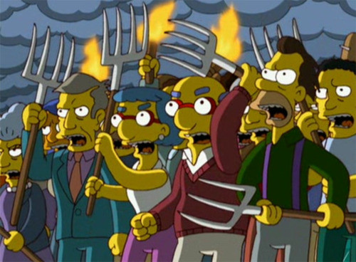 High Quality Simpsons angry mob Blank Meme Template