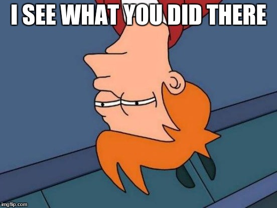Futurama Fry Meme | I SEE WHAT YOU DID THERE | image tagged in memes,futurama fry | made w/ Imgflip meme maker