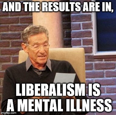 Maury Lie Detector Meme | AND THE RESULTS ARE IN, LIBERALISM IS A MENTAL ILLNESS | image tagged in memes,maury lie detector | made w/ Imgflip meme maker