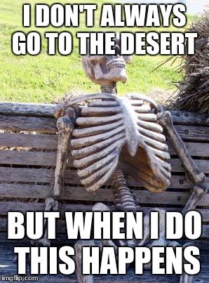Waiting Skeleton Meme | I DON'T ALWAYS GO TO THE DESERT; BUT WHEN I DO THIS HAPPENS | image tagged in memes,waiting skeleton | made w/ Imgflip meme maker