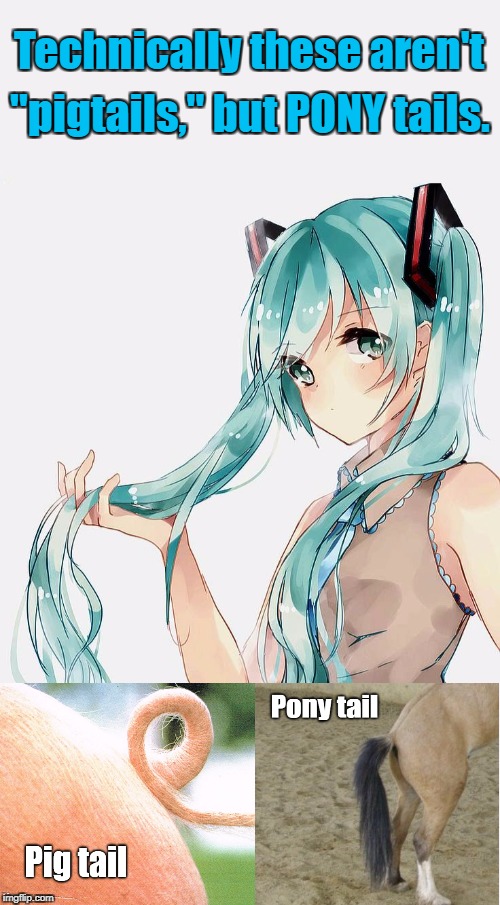 Hatsune Miku's Twin Tails | . | image tagged in hatsune miku,vocaloid,anime,hairstyle | made w/ Imgflip meme maker