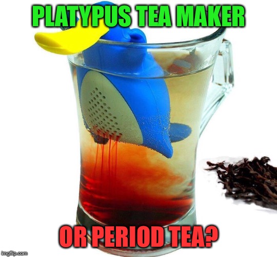 Ladies, you tell us! | PLATYPUS TEA MAKER; OR PERIOD TEA? | image tagged in memes,platypus,tea,no longer thirsty,you can have it | made w/ Imgflip meme maker