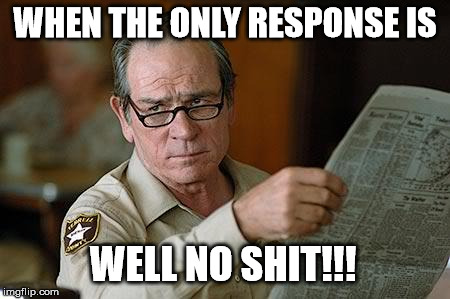 When the only response is... | WHEN THE ONLY RESPONSE IS; WELL NO SHIT!!! | image tagged in oh really,no shit,memes,response | made w/ Imgflip meme maker