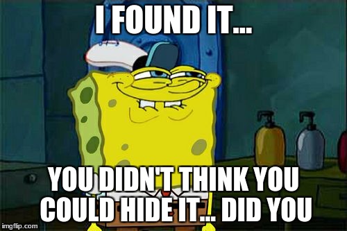 Don't You Squidward | I FOUND IT... YOU DIDN'T THINK YOU COULD HIDE IT...
DID YOU | image tagged in memes,dont you squidward | made w/ Imgflip meme maker