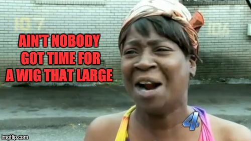 Ain't Nobody Got Time For That Meme | AIN'T NOBODY GOT TIME FOR A WIG THAT LARGE | image tagged in memes,aint nobody got time for that | made w/ Imgflip meme maker