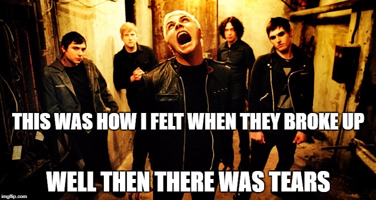 My chemical romance | THIS WAS HOW I FELT WHEN THEY BROKE UP; WELL THEN THERE WAS TEARS | image tagged in my chemical romance | made w/ Imgflip meme maker