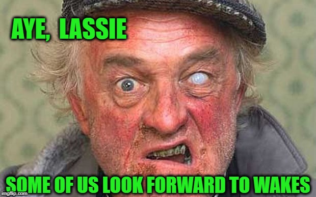 AYE,  LASSIE SOME OF US LOOK FORWARD TO WAKES | made w/ Imgflip meme maker