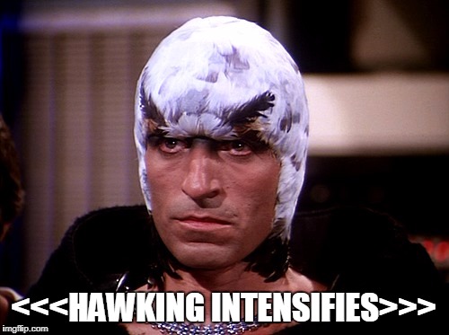 Hawking Intensifies | <<<HAWKING INTENSIFIES>>> | image tagged in science fiction,hawk,microaggression,passive aggressive | made w/ Imgflip meme maker