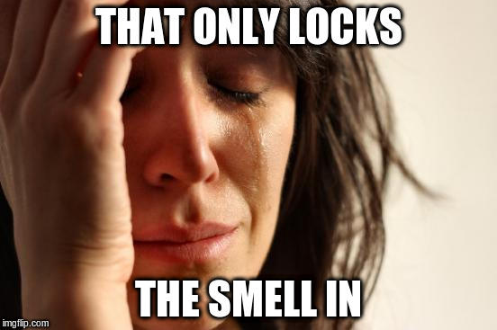 First World Problems Meme | THAT ONLY LOCKS THE SMELL IN | image tagged in memes,first world problems | made w/ Imgflip meme maker