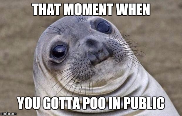 Awkward Moment Sealion Meme | THAT MOMENT WHEN; YOU GOTTA POO IN PUBLIC | image tagged in memes,awkward moment sealion | made w/ Imgflip meme maker