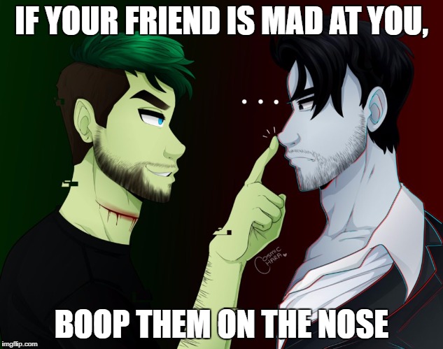 IF YOUR FRIEND IS MAD AT YOU, BOOP THEM ON THE NOSE | image tagged in booper dooper | made w/ Imgflip meme maker