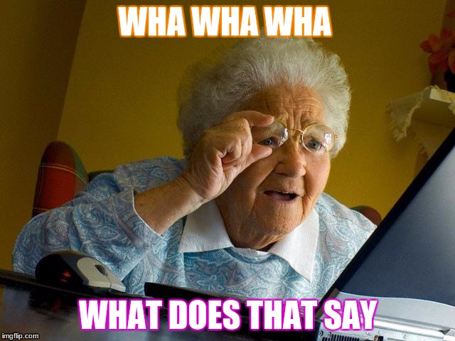 Grandma Finds The Internet Meme | WHA WHA WHA; WHAT DOES THAT SAY | image tagged in memes,grandma finds the internet | made w/ Imgflip meme maker