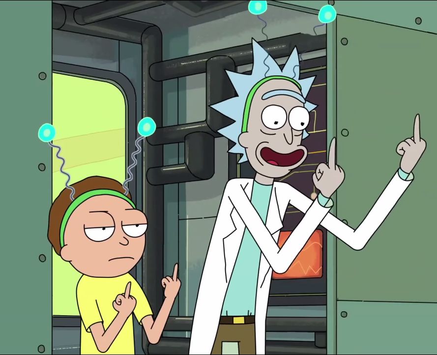 Rick and Morty middle finger Blank Meme Template