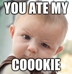Skeptical Baby Meme | YOU ATE MY; COOOKIE | image tagged in memes,skeptical baby | made w/ Imgflip meme maker