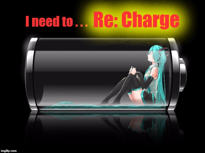 Hatsune Miku Re:Charging | . | image tagged in hatsune miku,vocaloid,rest,recharge,relax,tired | made w/ Imgflip meme maker