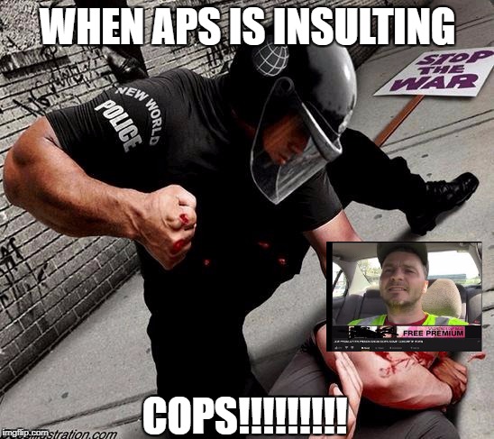 NWO Police State | WHEN APS IS INSULTING; COPS!!!!!!!!! | image tagged in nwo police state | made w/ Imgflip meme maker