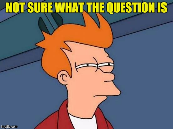 Futurama Fry Meme | NOT SURE WHAT THE QUESTION IS | image tagged in memes,futurama fry | made w/ Imgflip meme maker
