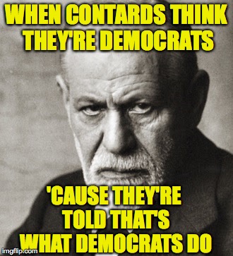 WHEN CONTARDS THINK THEY'RE DEMOCRATS 'CAUSE THEY'RE TOLD THAT'S WHAT DEMOCRATS DO | made w/ Imgflip meme maker