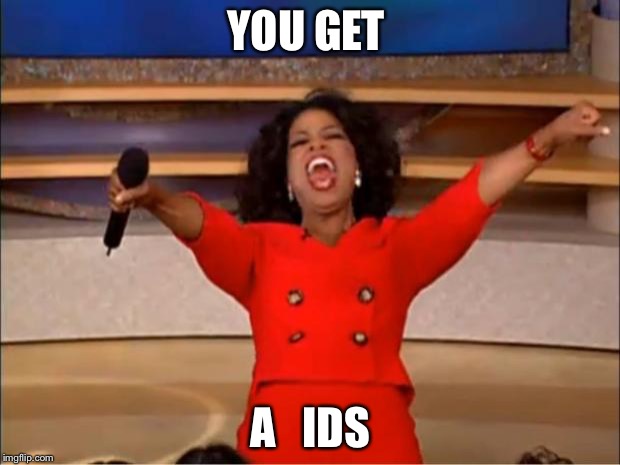 Oprah You Get A | YOU GET; A   IDS | image tagged in memes,oprah you get a | made w/ Imgflip meme maker