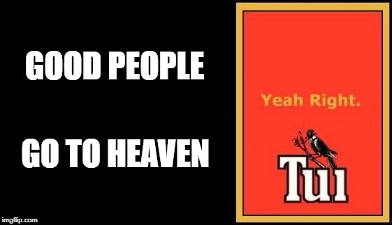 Tui |  GOOD PEOPLE; GO TO HEAVEN | image tagged in tui | made w/ Imgflip meme maker