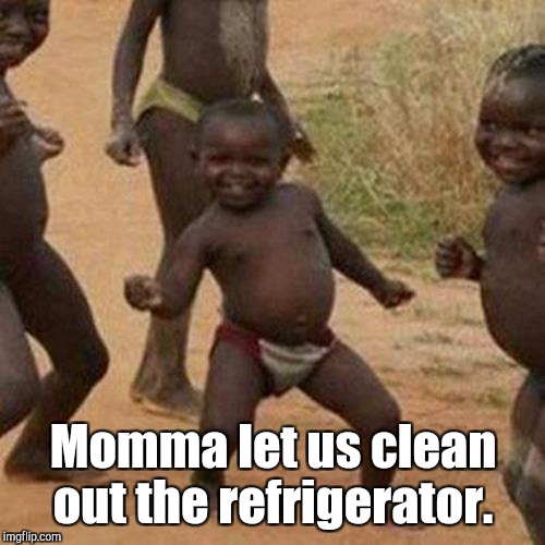 Third World Success Kid Meme | Momma let us clean out the refrigerator. | image tagged in memes,third world success kid | made w/ Imgflip meme maker