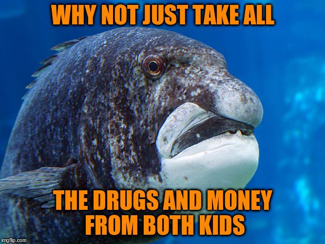 WHY NOT JUST TAKE ALL THE DRUGS AND MONEY FROM BOTH KIDS | made w/ Imgflip meme maker