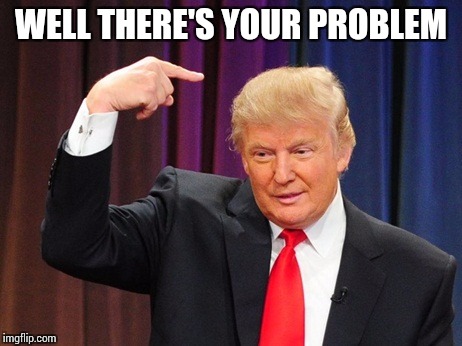 WELL THERE'S YOUR PROBLEM | image tagged in trump's covfakee | made w/ Imgflip meme maker