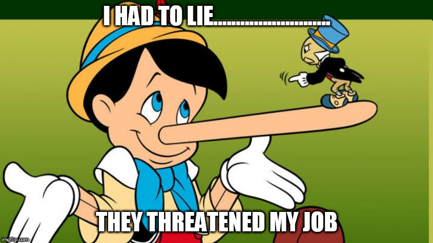 liar | I HAD TO LIE.......................... THEY THREATENED MY JOB | image tagged in liar | made w/ Imgflip meme maker