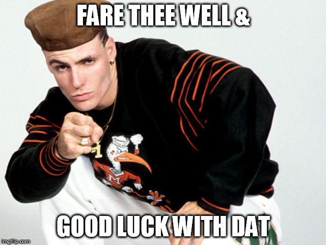 Vanilla Ice | FARE THEE WELL &; GOOD LUCK WITH DAT | image tagged in vanilla ice | made w/ Imgflip meme maker