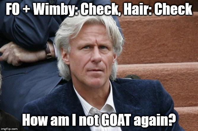 FO + Wimby: Check, Hair: Check; How am I not GOAT again? | made w/ Imgflip meme maker