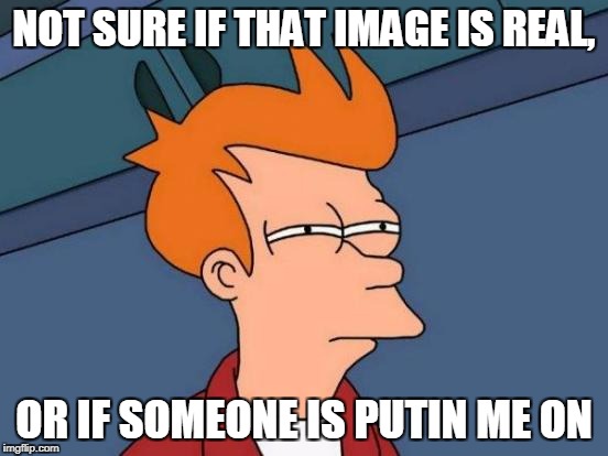 Futurama Fry Meme | NOT SURE IF THAT IMAGE IS REAL, OR IF SOMEONE IS PUTIN ME ON | image tagged in memes,futurama fry | made w/ Imgflip meme maker
