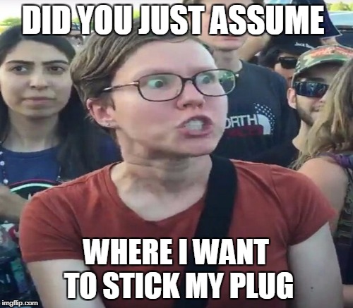 DID YOU JUST ASSUME WHERE I WANT TO STICK MY PLUG | made w/ Imgflip meme maker