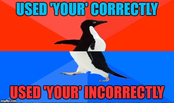 USED 'YOUR' CORRECTLY USED 'YOUR' INCORRECTLY | made w/ Imgflip meme maker