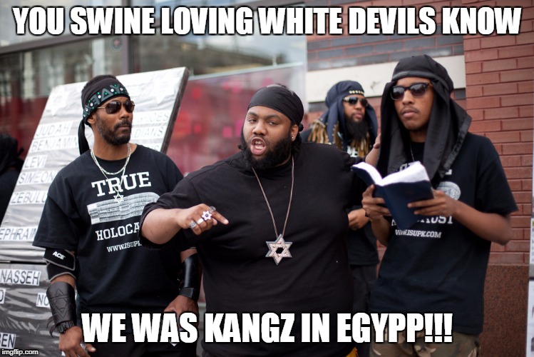 YOU SWINE LOVING WHITE DEVILS KNOW WE WAS KANGZ IN EGYPP!!! | made w/ Imgflip meme maker