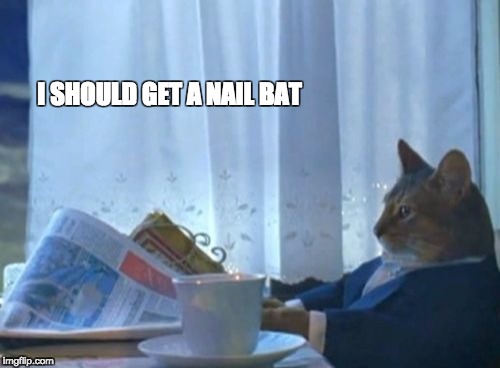 I Should Buy A Boat Cat Meme | I SHOULD GET A NAIL BAT | image tagged in memes,i should buy a boat cat | made w/ Imgflip meme maker