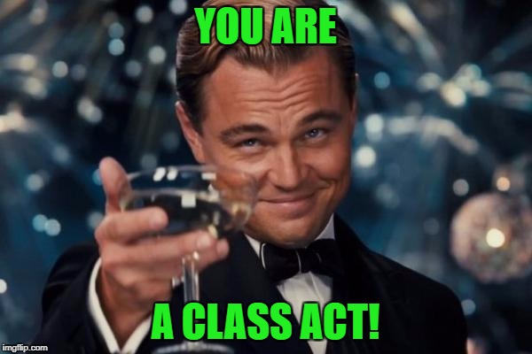 Leonardo Dicaprio Cheers Meme | YOU ARE A CLASS ACT! | image tagged in memes,leonardo dicaprio cheers | made w/ Imgflip meme maker