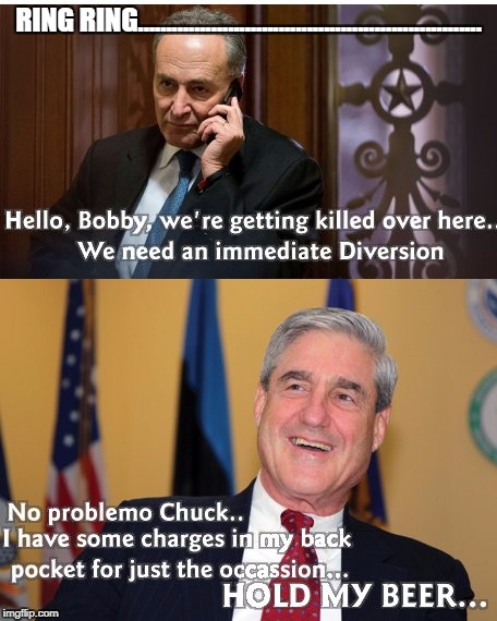 The Schumer Shuffle.... | RING RING............................................................. | image tagged in schumer shuffle,robert mueller | made w/ Imgflip meme maker