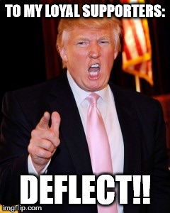 Donald Trump | TO MY LOYAL SUPPORTERS:; DEFLECT!! | image tagged in donald trump | made w/ Imgflip meme maker