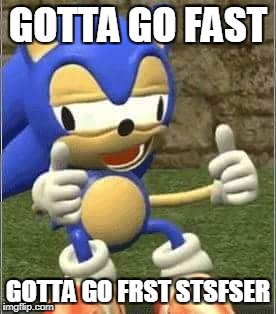 Drunk Sonic | GOTTA GO FAST; GOTTA GO FRST STSFSER | image tagged in drunk sonic | made w/ Imgflip meme maker