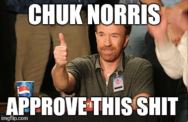 Chuck Norris Approves | CHUK NORRIS; APPROVE THIS SHIT | image tagged in memes,chuck norris approves,chuck norris | made w/ Imgflip meme maker