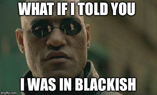 Matrix Morpheus Meme | WHAT IF I TOLD YOU; I WAS IN BLACKISH | image tagged in memes,matrix morpheus | made w/ Imgflip meme maker
