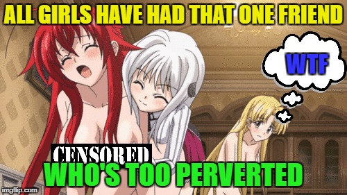 I know what im talking about! | ALL GIRLS HAVE HAD THAT ONE FRIEND; WTF; WHO'S TOO PERVERTED | image tagged in funny,pervert,boobs,memes | made w/ Imgflip meme maker